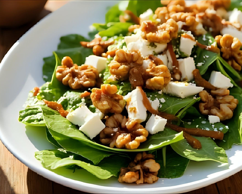 Mediterraner Salat mit Grüne-Tomaten‑Chutney‑Dressing