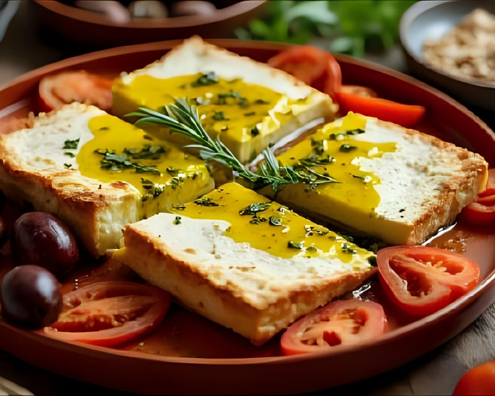 Schafskäse aus dem Ofen mit Kräuteröl