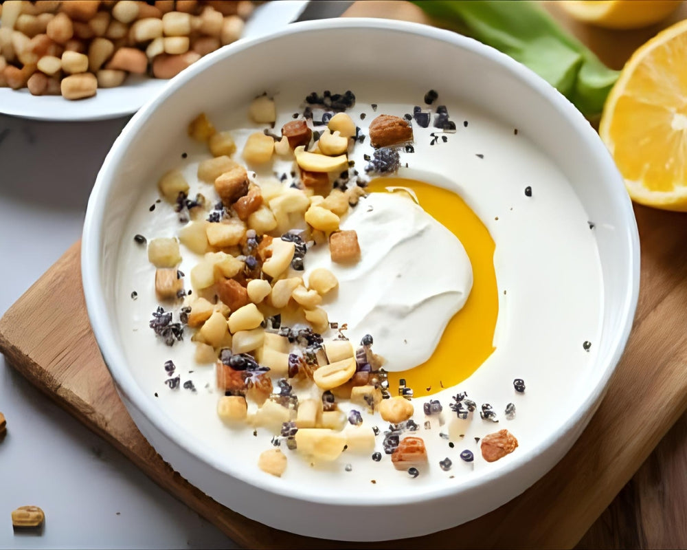 Honig‑Lavendel Joghurtdip mit Nüssen